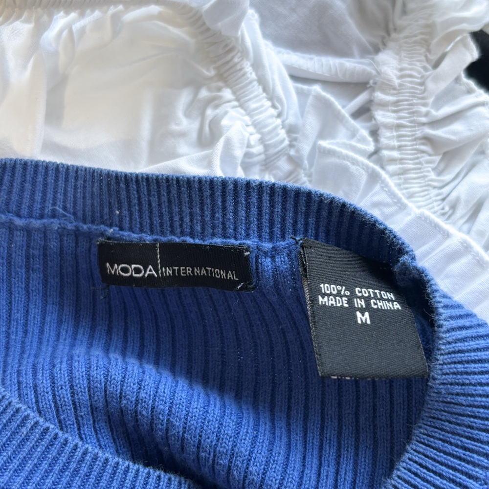 MODA International Blue Ribbed Knit Sweater - Picture 5 of 5